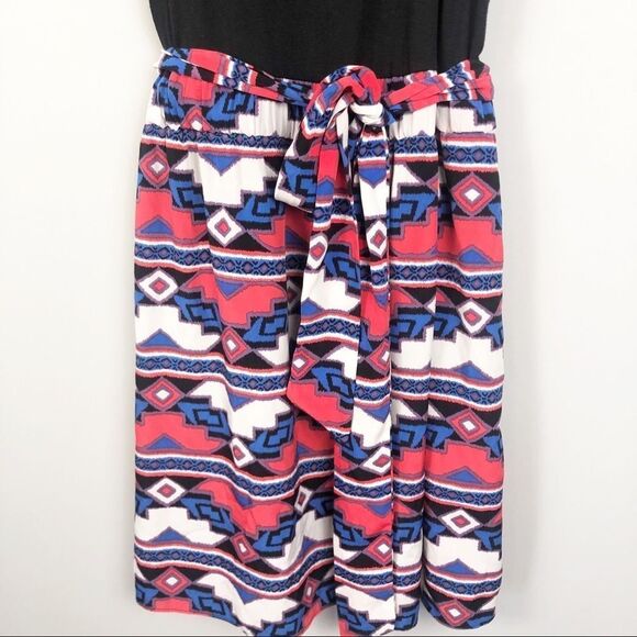CHARMING CHARLIE | Black Red White & Blue Aztec Print Dress Women’s Size Large - Picture 3 of 7